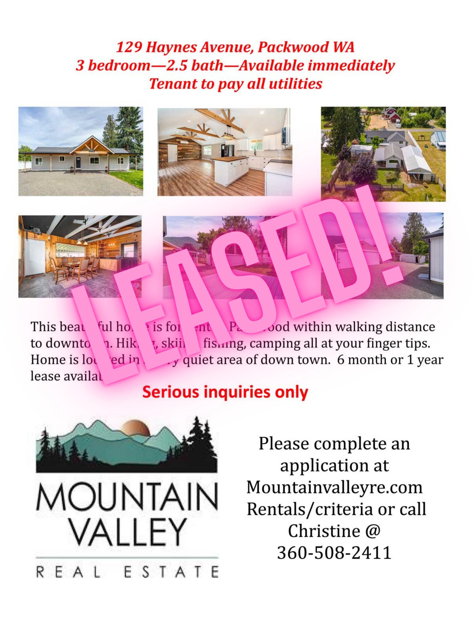 Home for rent in Packwood